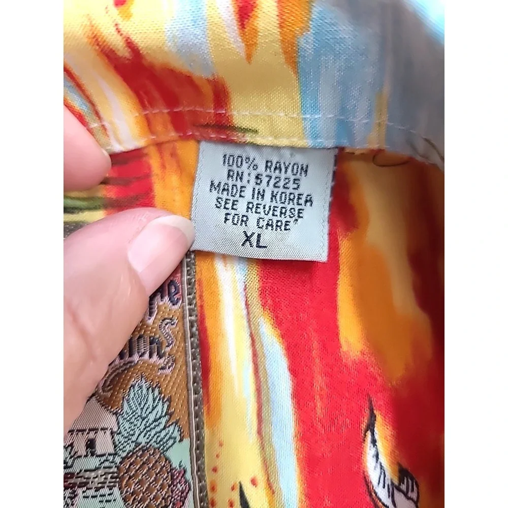 Pineapple Connection Mens Hawaiian Aloha Shirt XL‎ Sunset Surf Palm Island